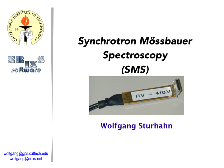 synchrotron m ssbauer spectroscopy sms
