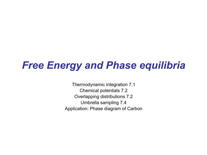 free energy and phase equilibria