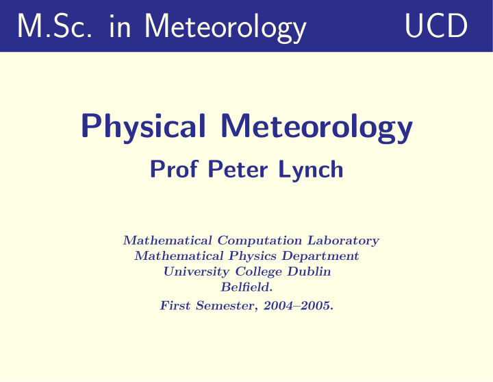 m sc in meteorology ucd physical meteorology