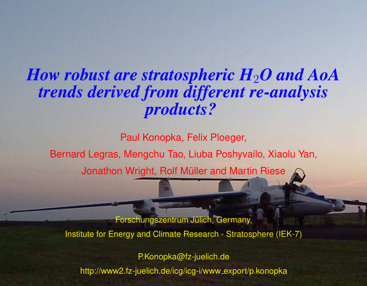 how robust are stratospheric h 2 o and aoa trends derived