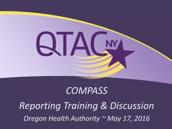 compass reporting training discussion