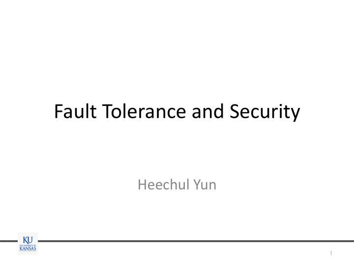 fault tolerance and security