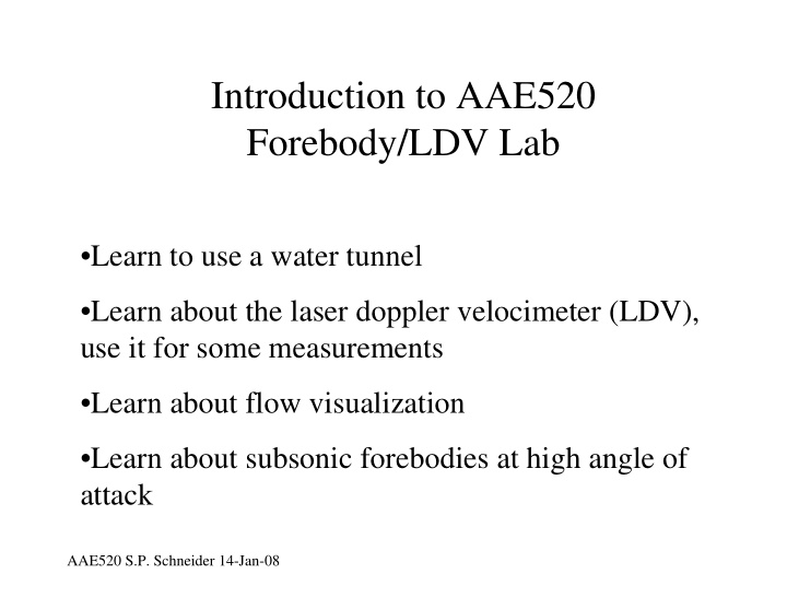 introduction to aae520 forebody ldv lab