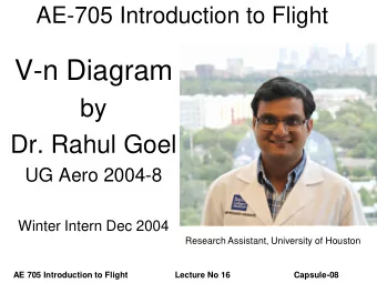 V-n Diagram  by  Dr. Rahul Goel  UG Aero 2004-8  Winter Intern Dec 2004  Research Assistant,