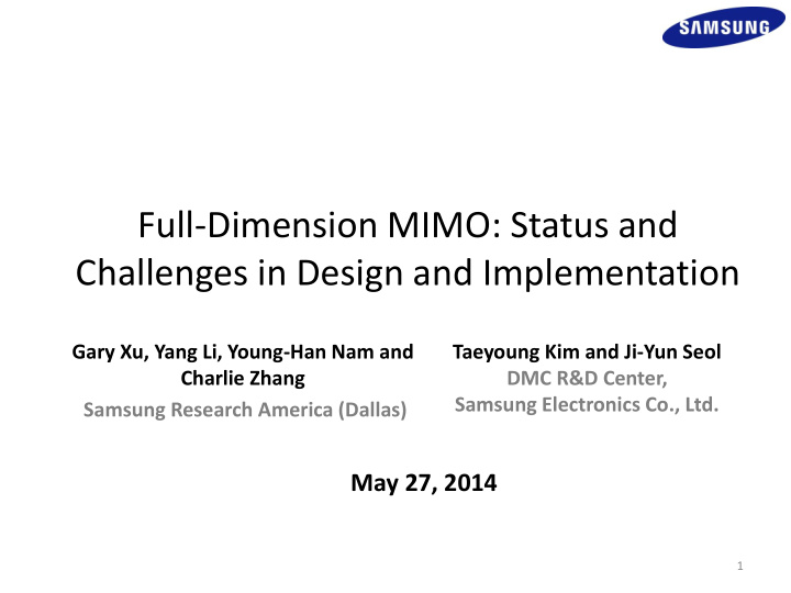 full dimension mimo status and challenges in design and