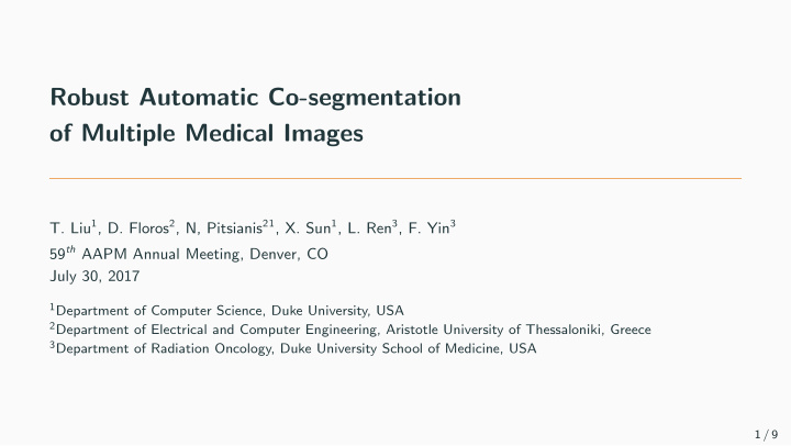 robust automatic co segmentation of multiple medical