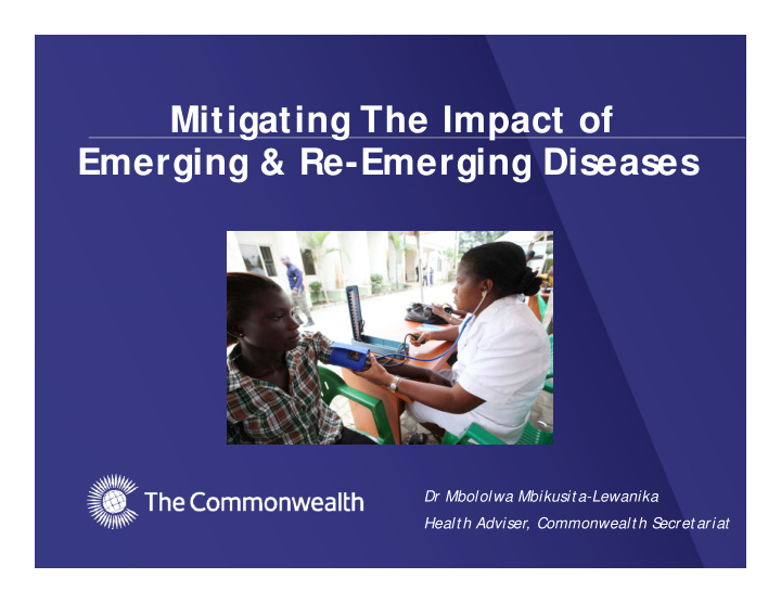 mitigating the impact of emerging amp re emerging diseases