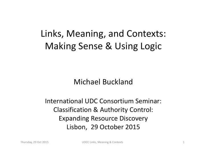 links meaning and contexts making sense using logic