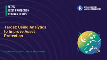 Target: Using Analytics  to Improve Asset  Protection  Saurabh Bodas, Lin Chen, Jake Hill, Shelby