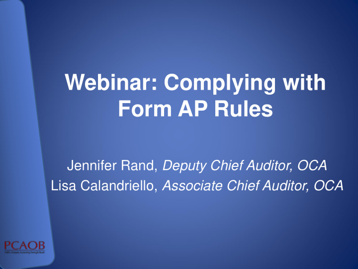 webinar complying with form ap rules
