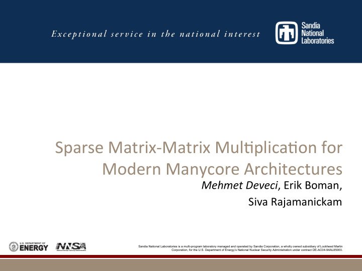 sparse matrix matrix mul plica on for modern manycore