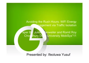 Presented by: Ifeoluwa Yusuf  Introduction   Energy management is a relevant problem.  -