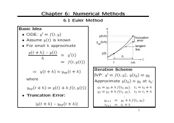 Chapter 6: Numerical Methods  6.1 Euler Method  Basic Idea  y  ODE: y  = f ( t, y )  y(t+h)