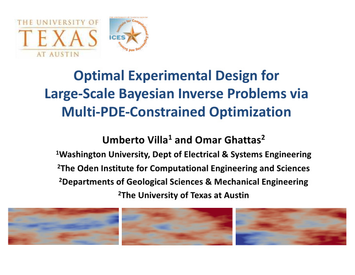 optimal experimental design for large scale bayesian