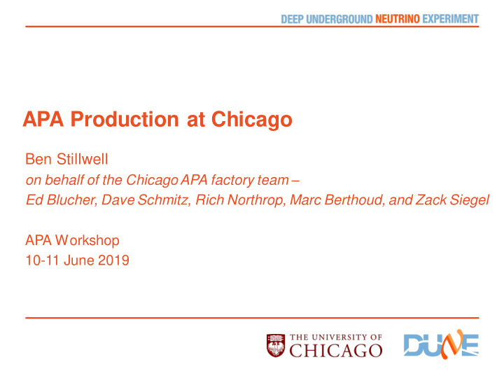 apa production at chicago