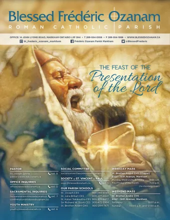 Presentation  of the Lord  socialcommittee@blessedozanam.ca  Fr. Joseph Grima  ext. 8