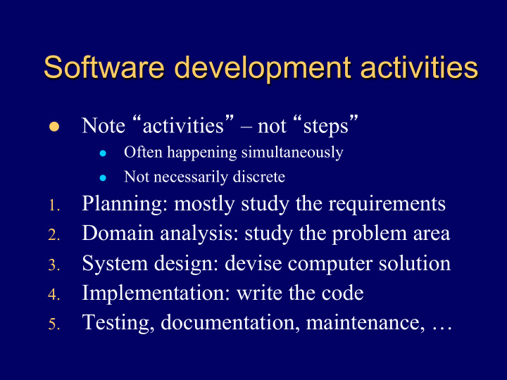software development activities