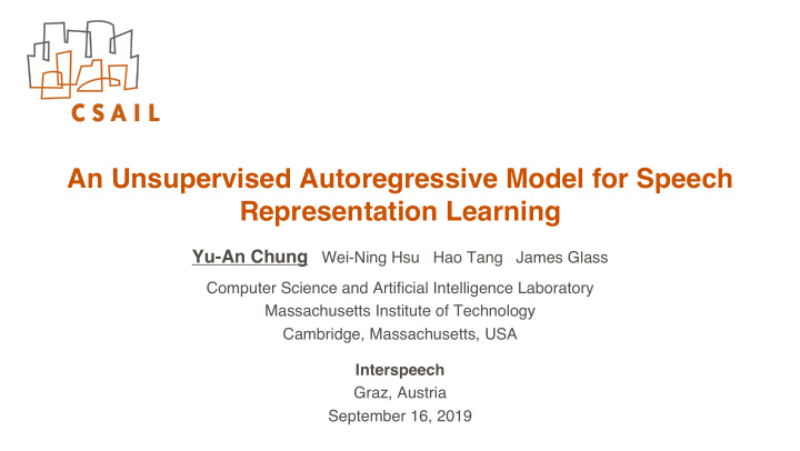 an unsupervised autoregressive model for speech