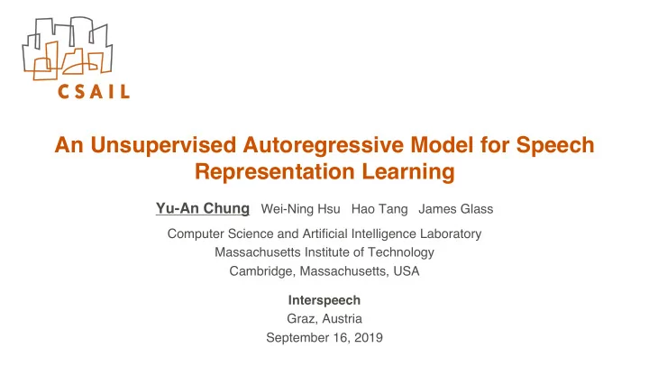 an unsupervised autoregressive model for speech