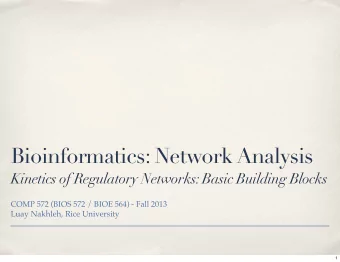 Bioinformatics: Network Analysis  Kinetics of Regulatory Networks: Basic Building Blocks  COMP 572