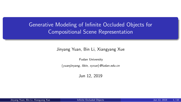 generative modeling of infinite occluded objects for