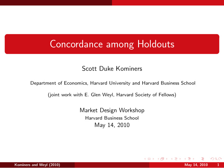 concordance among holdouts