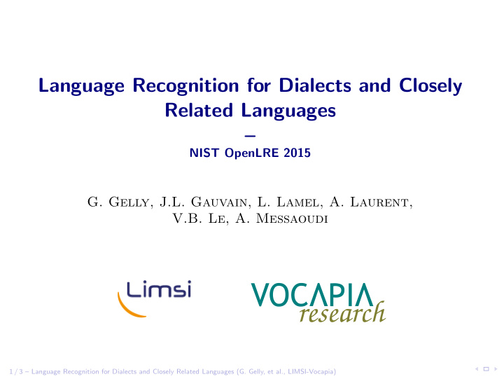 language recognition for dialects and closely related