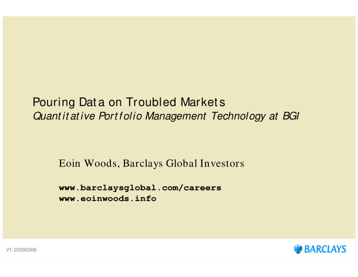 pouring data on troubled markets