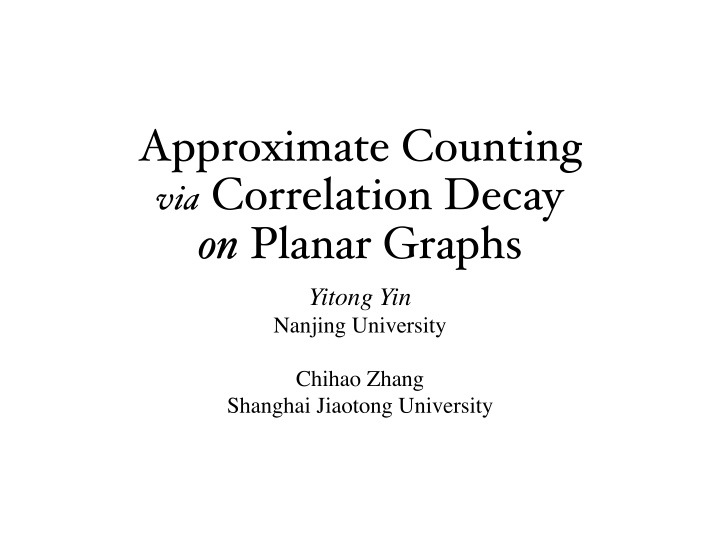 approximate counting via correlation decay on planar
