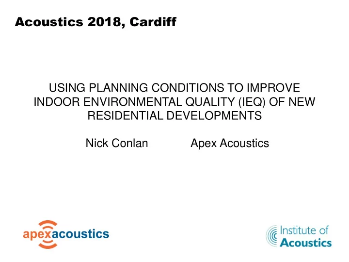 acoustics 2018 cardiff