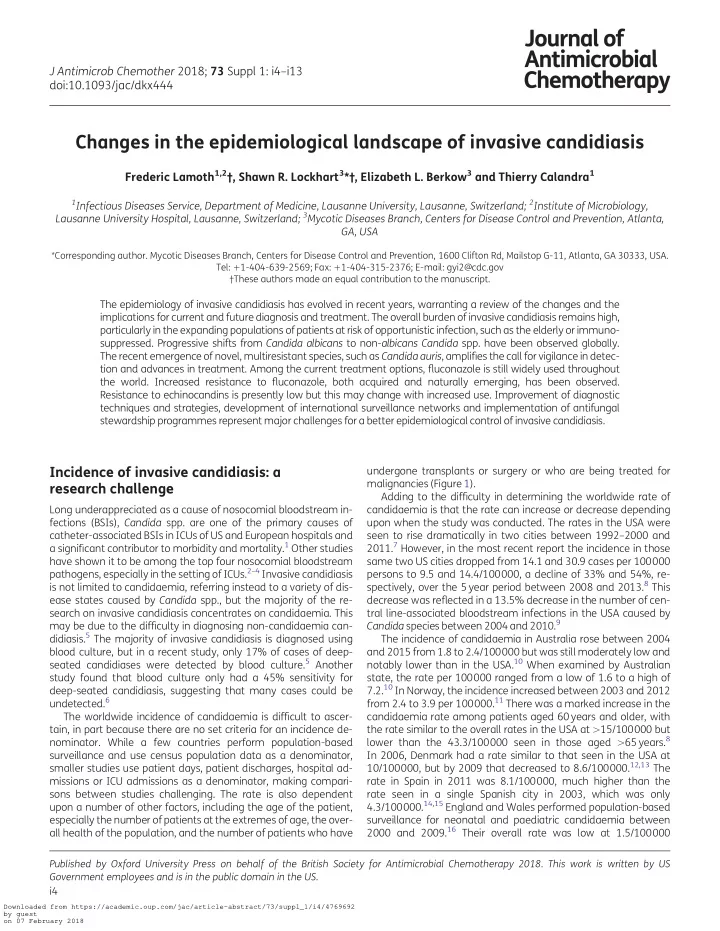changes in the epidemiological landscape of invasive