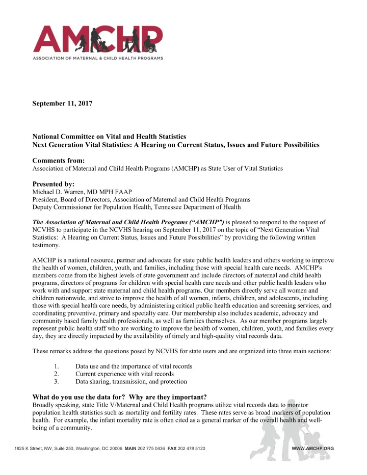 september 11 2017 national committee on vital and health