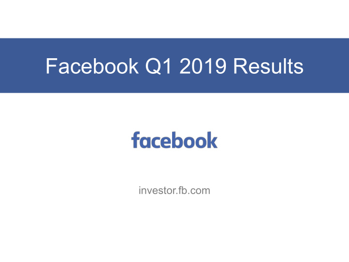 facebook q1 2019 results