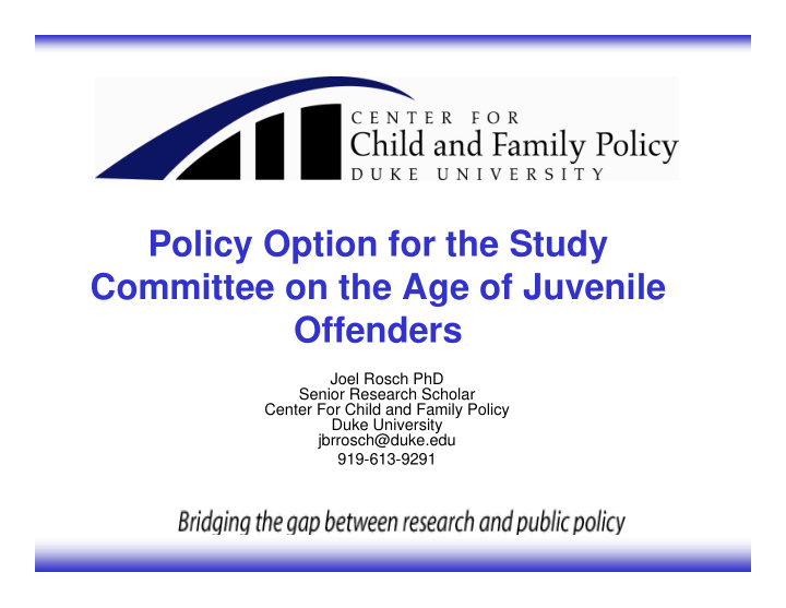 policy option for the study committee on the age of