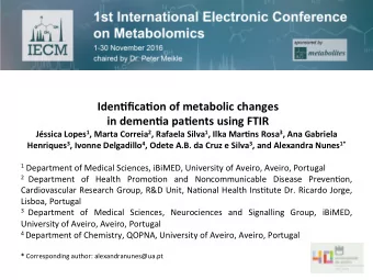Iden&amp;fica&amp;on  of  metabolic  changes   in  demen&amp;a  pa&amp;ents