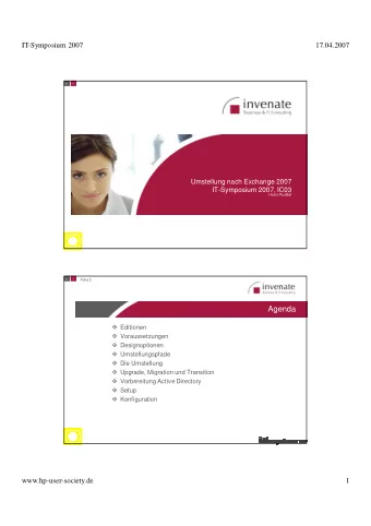 Agenda  Editionen  Voraussetzungen  Designoptionen  Umstellungspfade  Die Umstellung