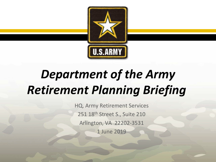 department of the army retirement planning briefing