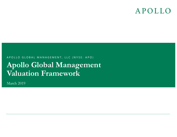 apollo global management valuation framework