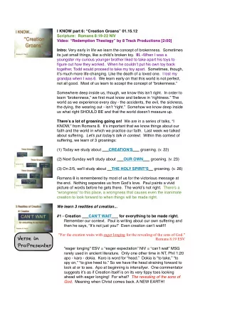 Verse in  Romans 8:19 ESV  ProPresenter  &quot;eager longing&quot; ESV = eager expectation