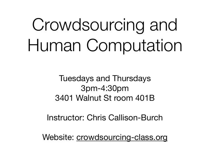 crowdsourcing and human computation