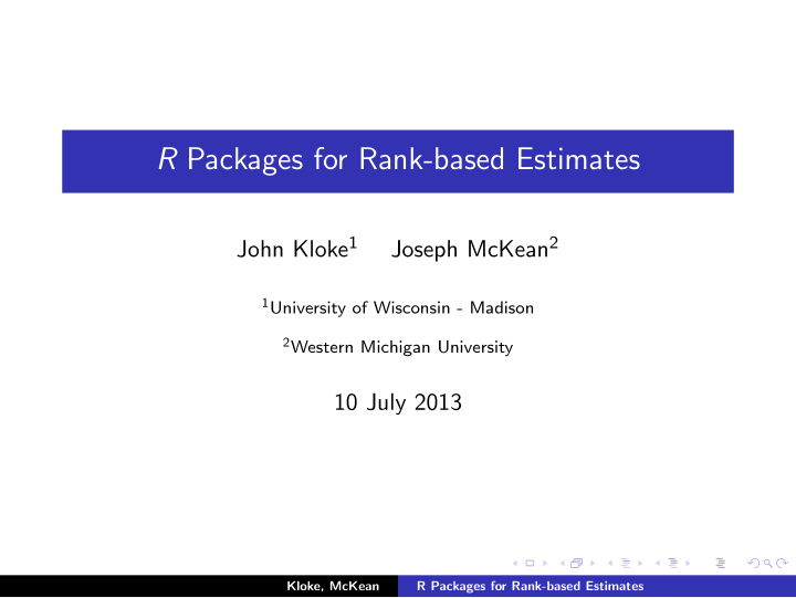 r packages for rank based estimates