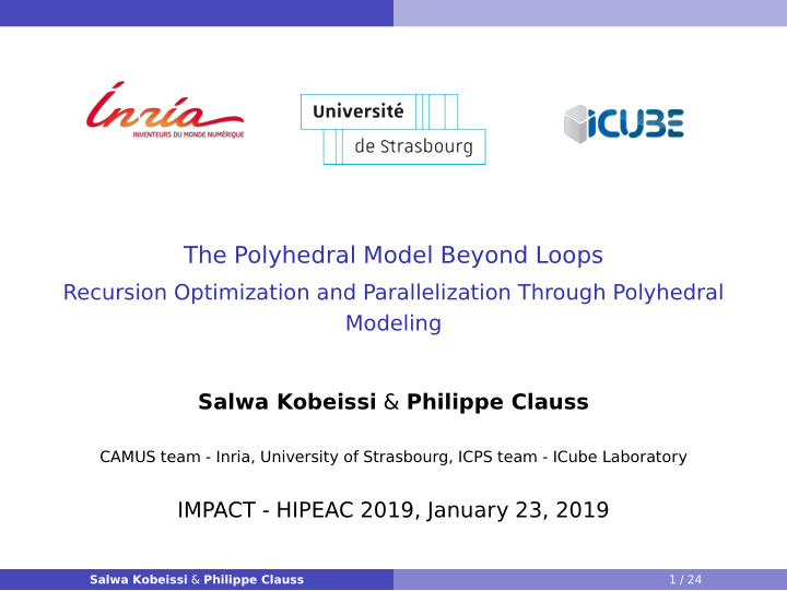 the polyhedral model beyond loops