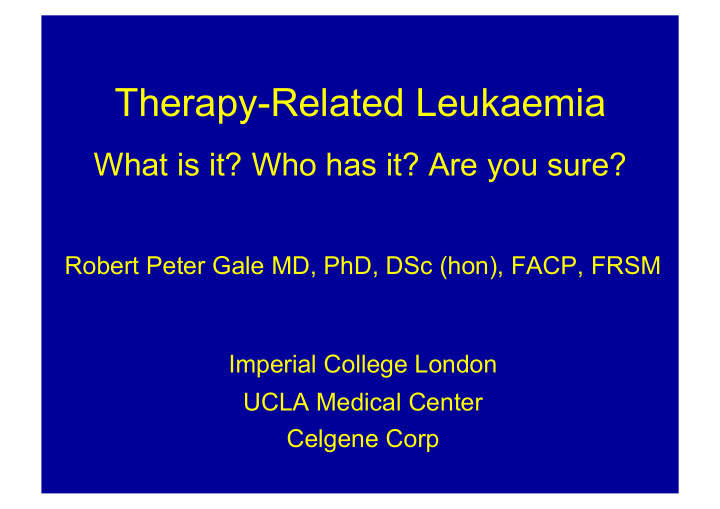 therapy related leukaemia