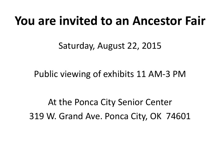 you are invited to an ancestor fair