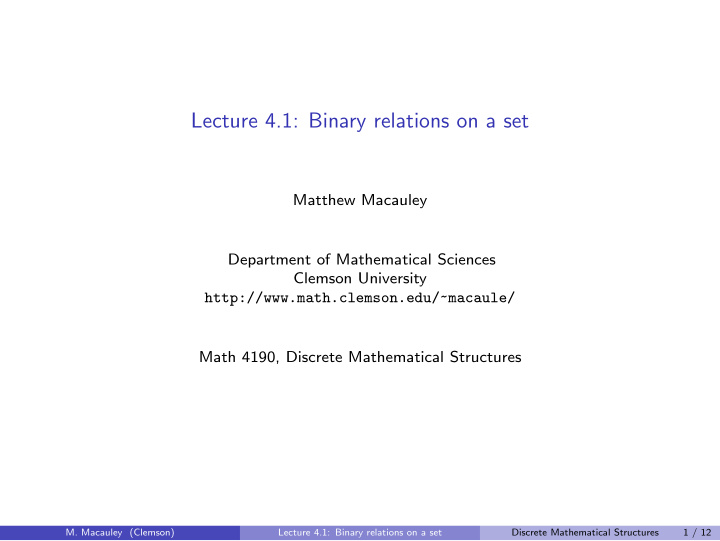 lecture 4 1 binary relations on a set