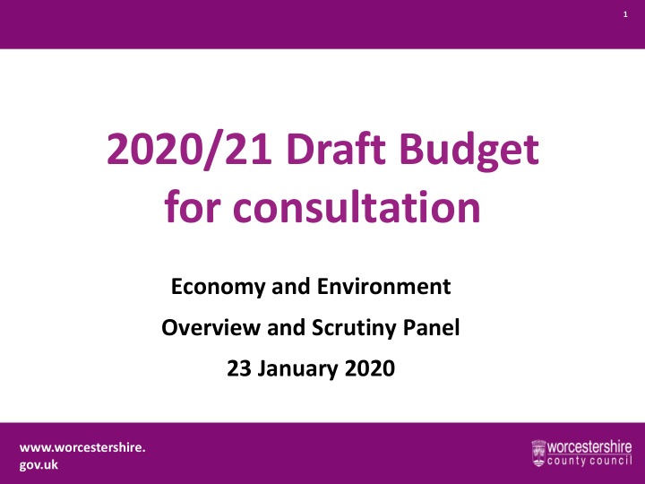 2020 21 draft budget for consultation