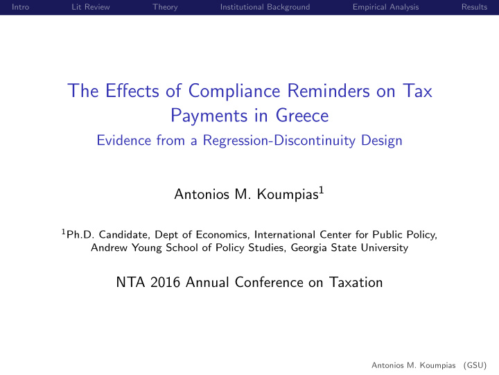 the effects of compliance reminders on tax payments in