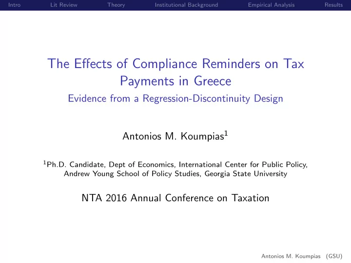 the effects of compliance reminders on tax payments in