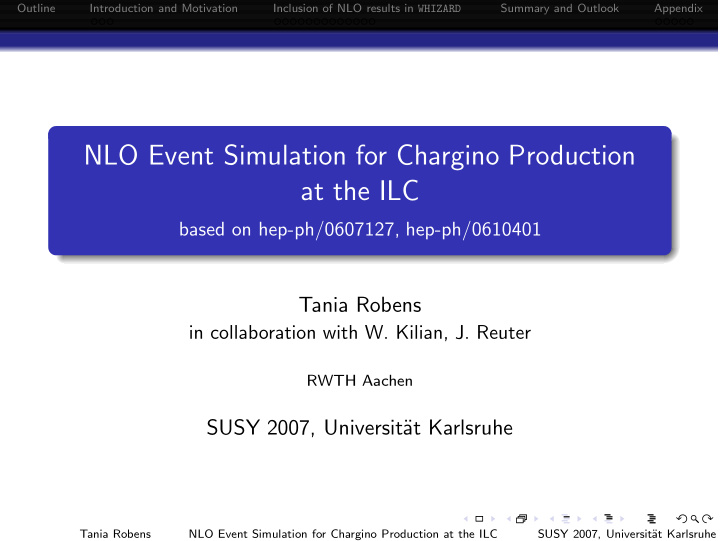 nlo event simulation for chargino production at the ilc