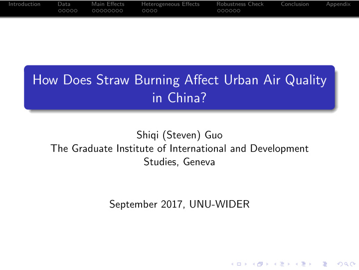 how does straw burning affect urban air quality in china
